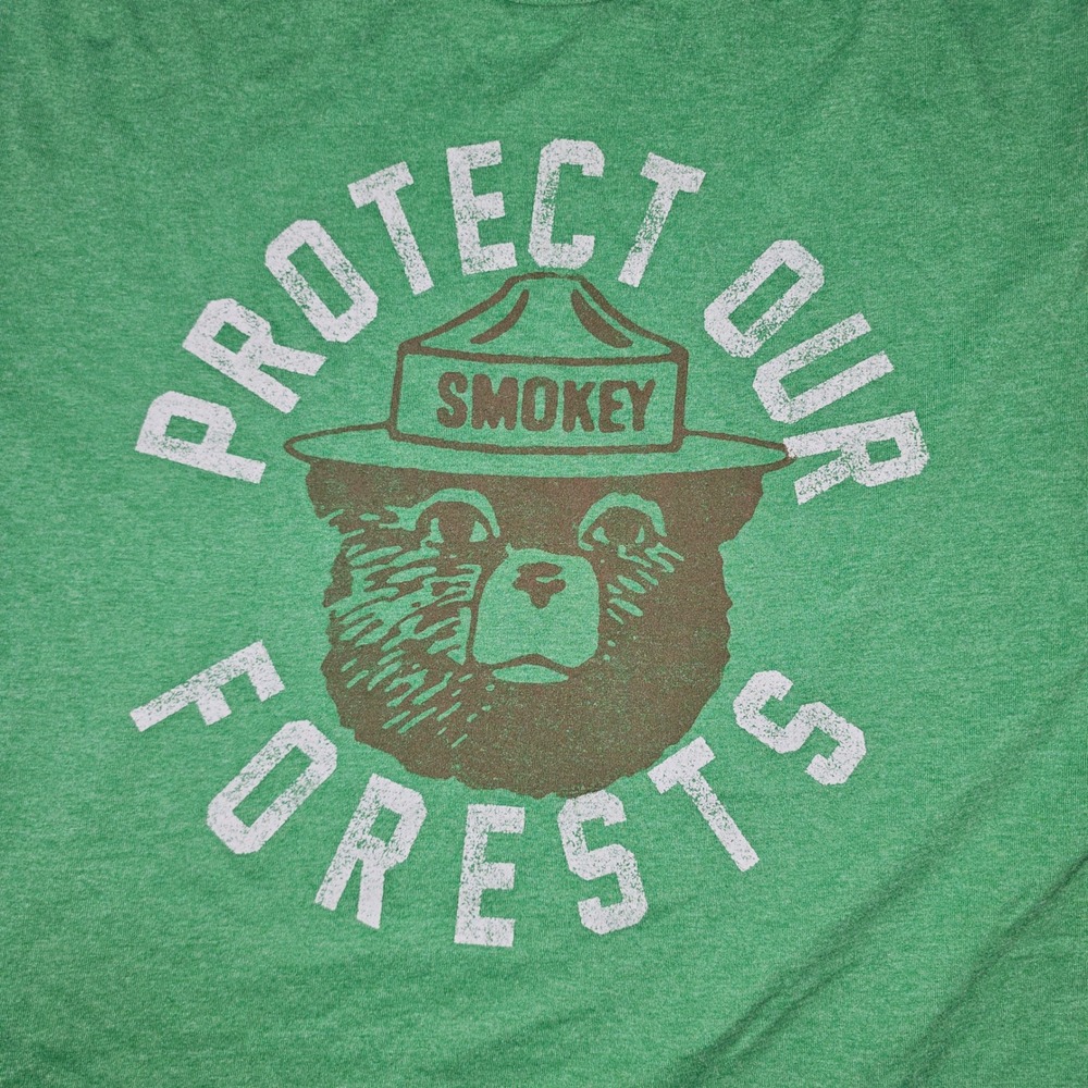 Smokey Bear Graphic Tee Mens XL Green Excellent
